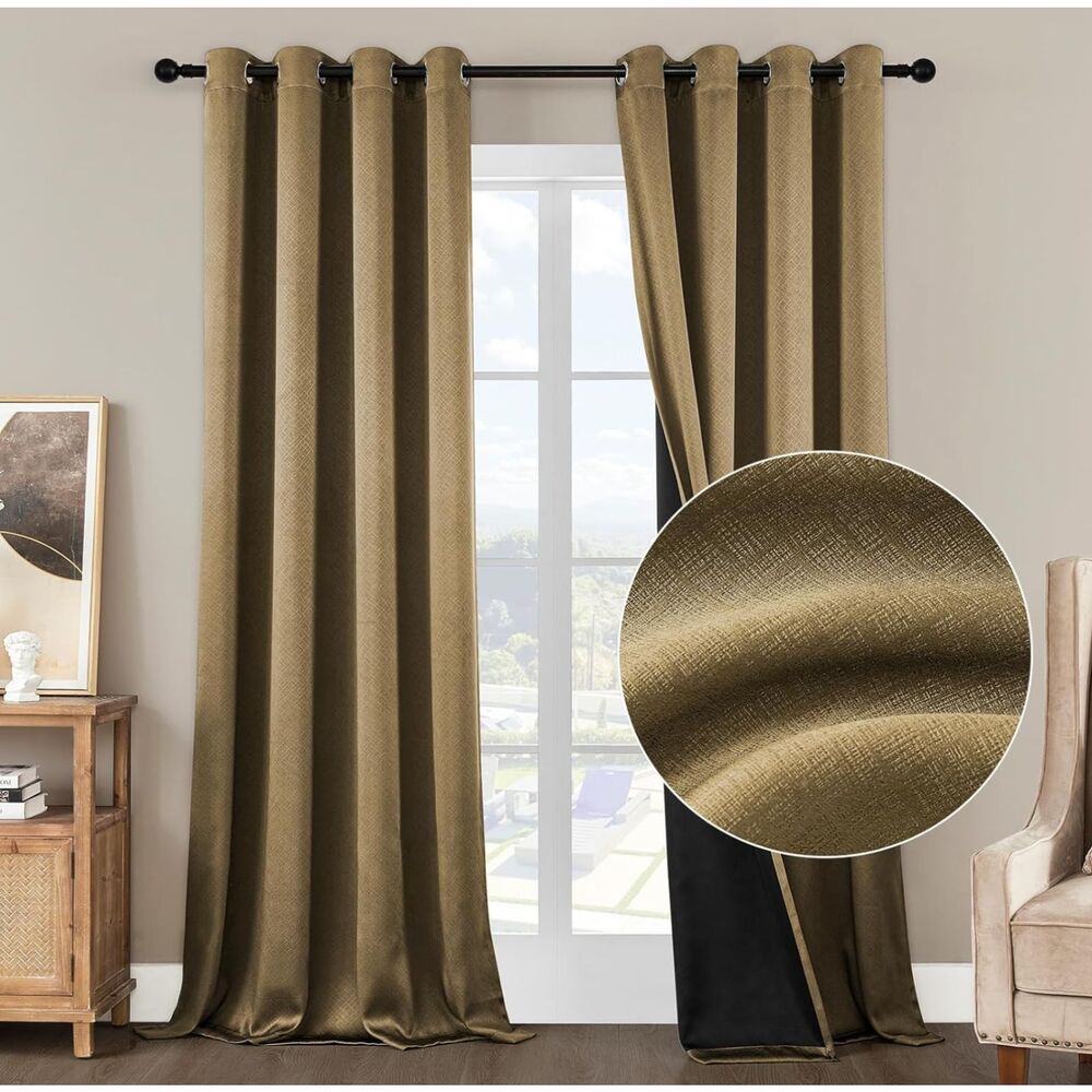 96"L/Gold blackout curtains 2 panels/ 8 grommets NEW